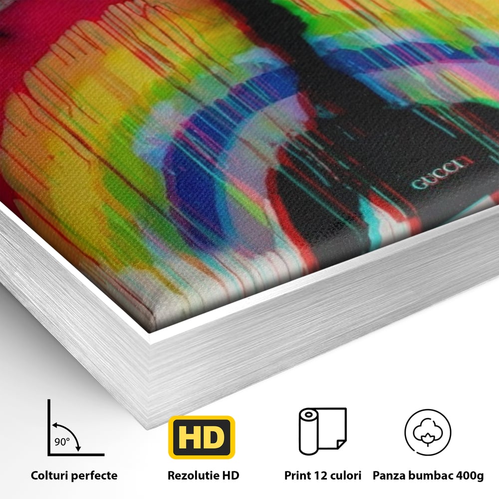 Leinwand Premium Canvas Wandbilder, LuxCanva® A1159, Gucci Regenbogen, Regenbogen, Graffiti, Marke, Timp, leuchtende Farben