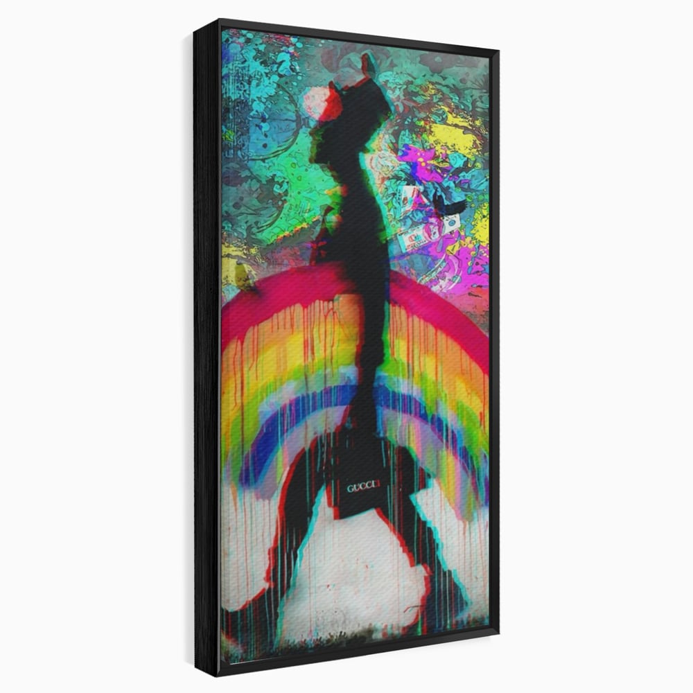 Leinwand Premium Canvas Wandbilder, LuxCanva® A1159, Gucci Regenbogen, Regenbogen, Graffiti, Marke, Timp, leuchtende Farben
