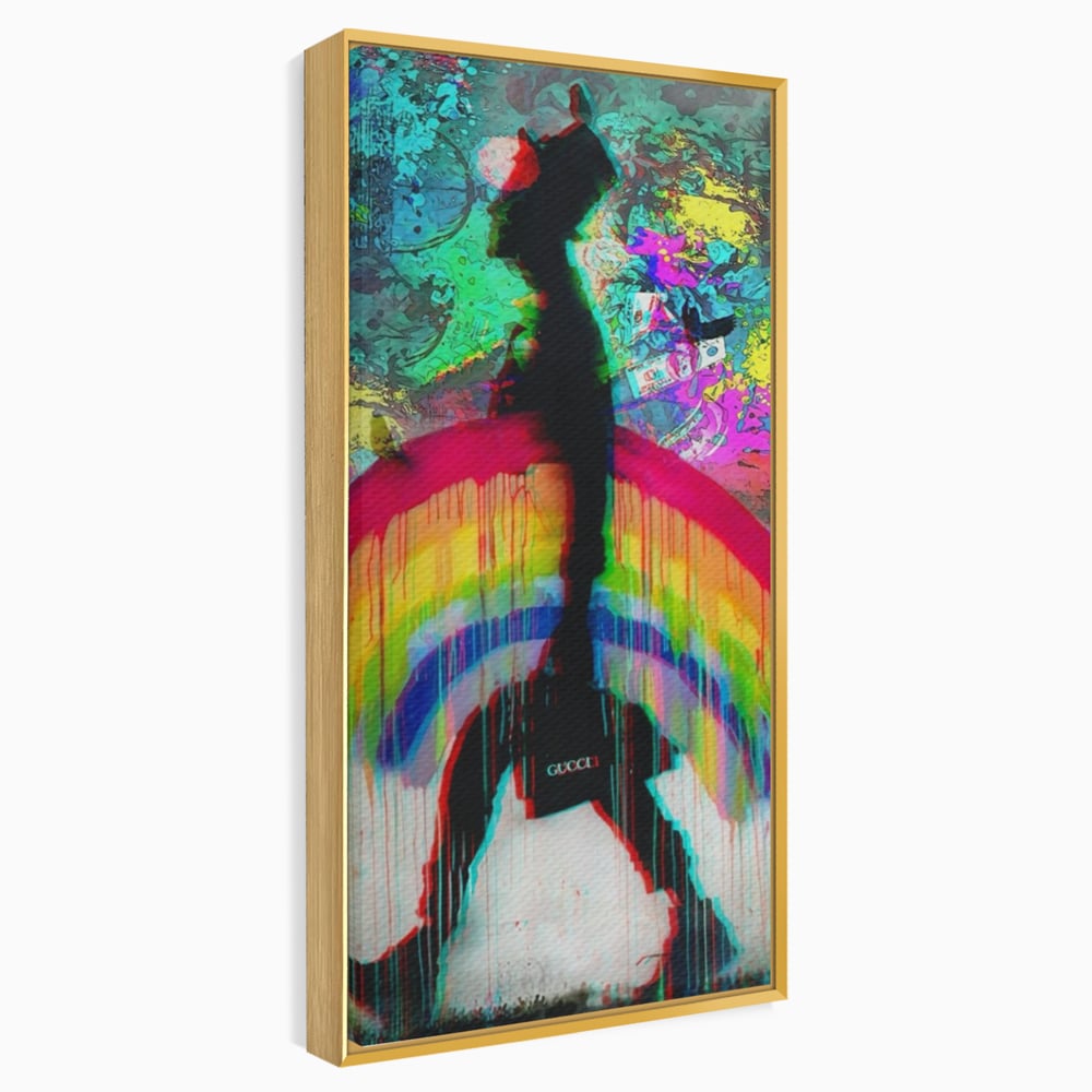 Leinwand Premium Canvas Wandbilder, LuxCanva® A1159, Gucci Regenbogen, Regenbogen, Graffiti, Marke, Timp, leuchtende Farben