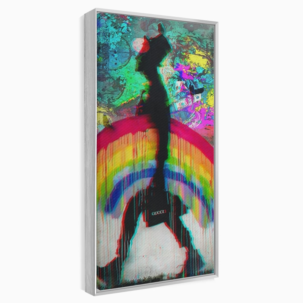 Leinwand Premium Canvas Wandbilder, LuxCanva® A1159, Gucci Regenbogen, Regenbogen, Graffiti, Marke, Timp, leuchtende Farben