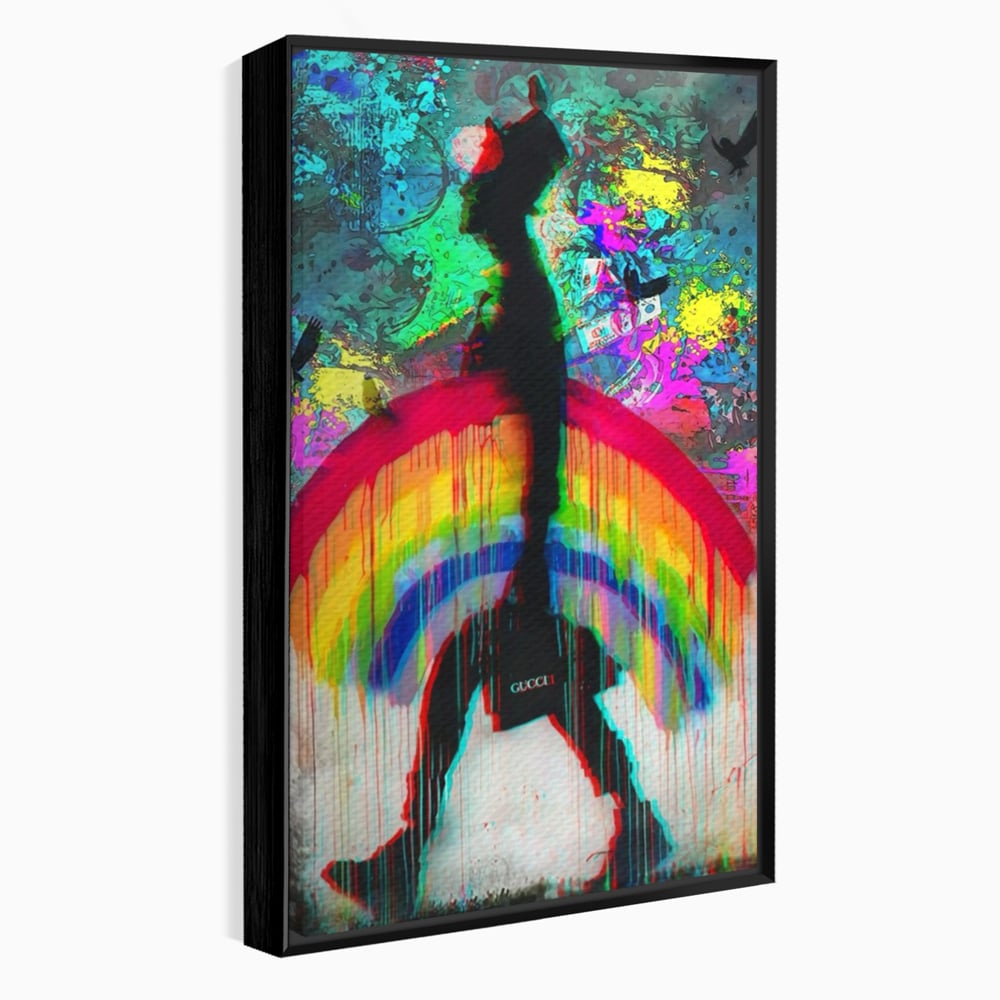 Leinwand Premium Canvas Wandbilder, LuxCanva® A1159, Gucci Regenbogen, Regenbogen, Graffiti, Marke, Timp, leuchtende Farben