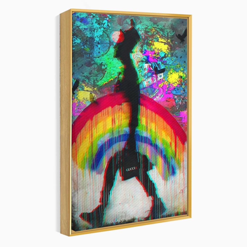Leinwand Premium Canvas Wandbilder, LuxCanva® A1159, Gucci Regenbogen, Regenbogen, Graffiti, Marke, Timp, leuchtende Farben
