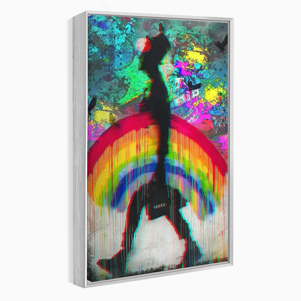 Leinwand Premium Canvas Wandbilder, LuxCanva® A1159, Gucci Regenbogen, Regenbogen, Graffiti, Marke, Timp, leuchtende Farben