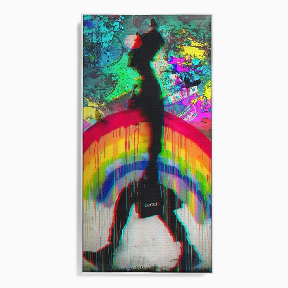 Leinwand Premium Canvas Wandbilder, LuxCanva® A1159, Gucci Regenbogen, Regenbogen, Graffiti, Marke, Timp, leuchtende Farben