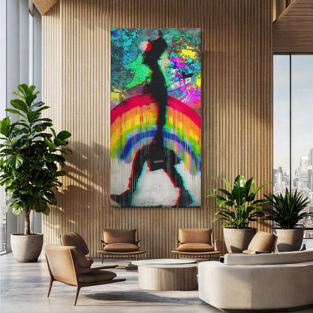 Leinwand Premium Canvas Wandbilder, LuxCanva® A1159, Gucci Regenbogen, Regenbogen, Graffiti, Marke, Timp, leuchtende Farben