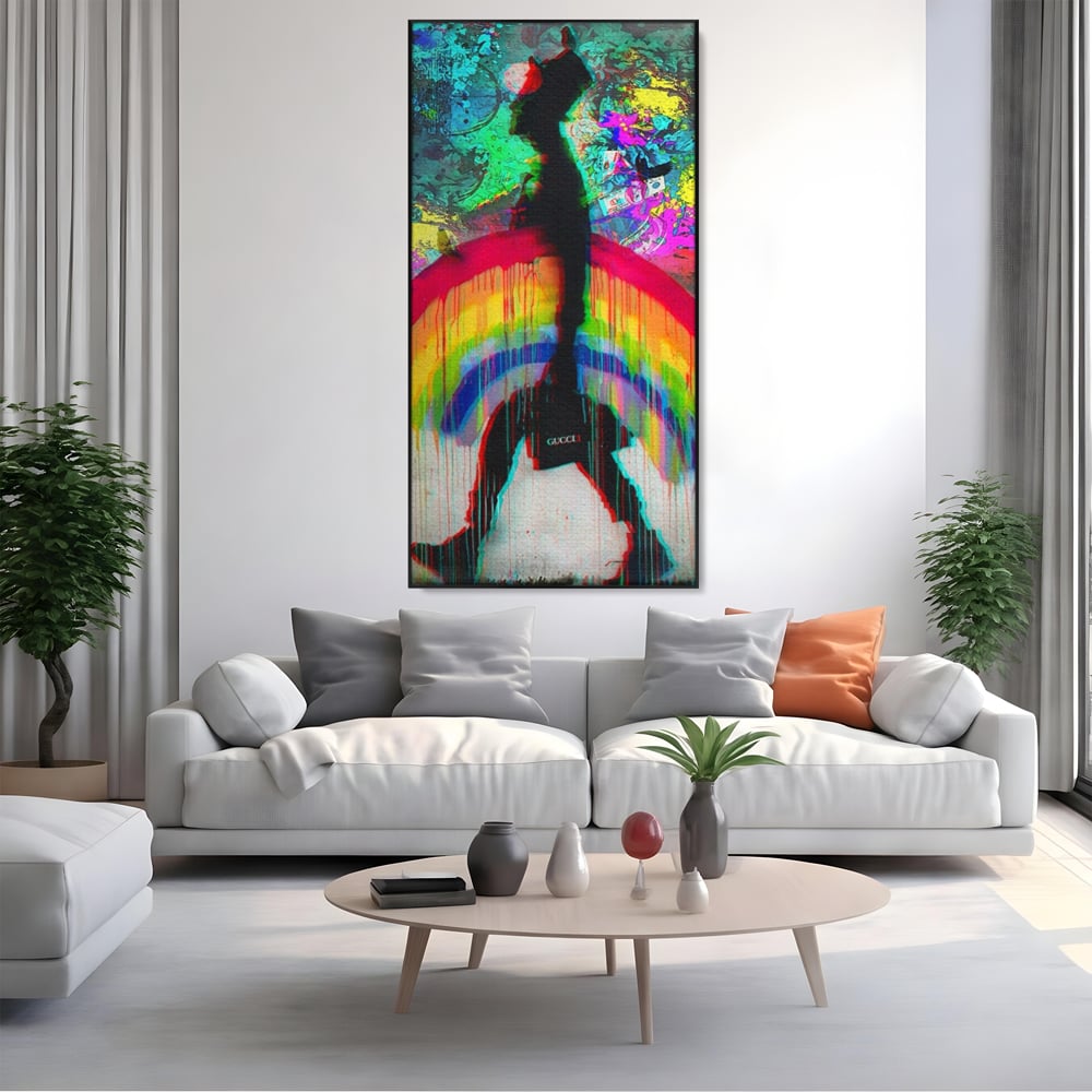 Leinwand Premium Canvas Wandbilder, LuxCanva® A1159, Gucci Regenbogen, Regenbogen, Graffiti, Marke, Timp, leuchtende Farben