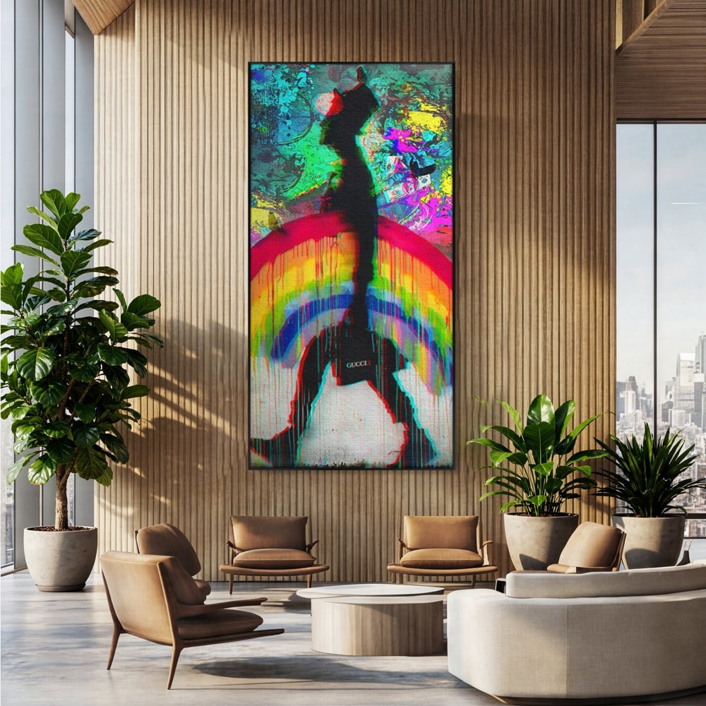 Leinwand Premium Canvas Wandbilder, LuxCanva® A1159, Gucci Regenbogen, Regenbogen, Graffiti, Marke, Timp, leuchtende Farben