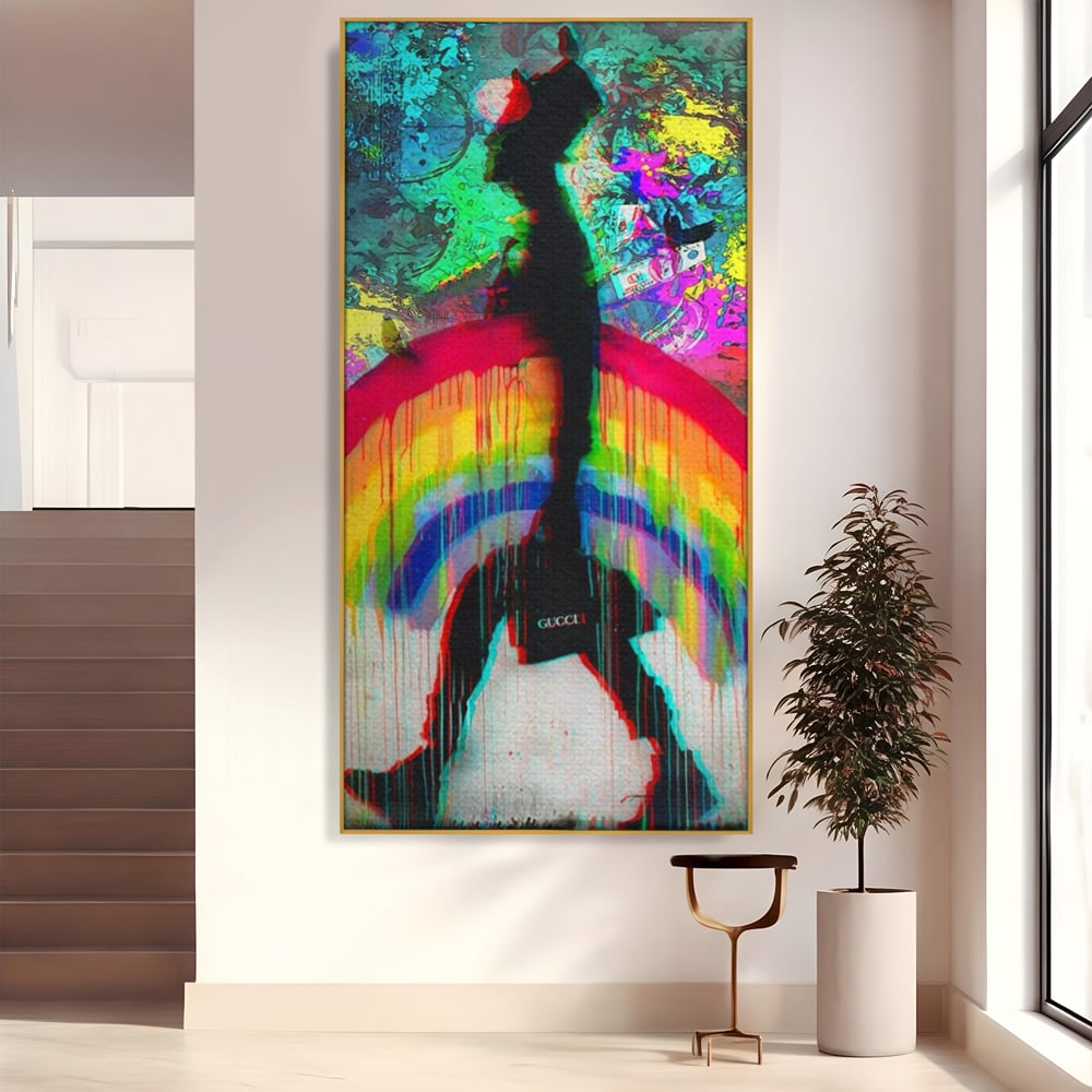 Leinwand Premium Canvas Wandbilder, LuxCanva® A1159, Gucci Regenbogen, Regenbogen, Graffiti, Marke, Timp, leuchtende Farben