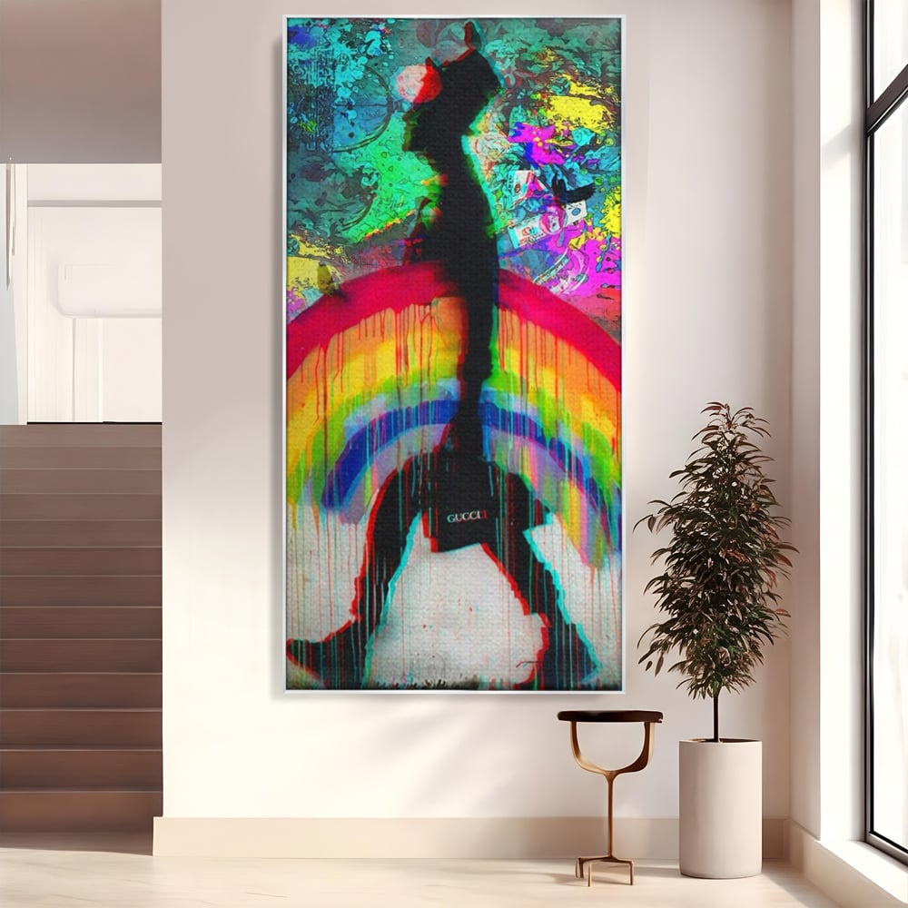 Leinwand Premium Canvas Wandbilder, LuxCanva® A1159, Gucci Regenbogen, Regenbogen, Graffiti, Marke, Timp, leuchtende Farben