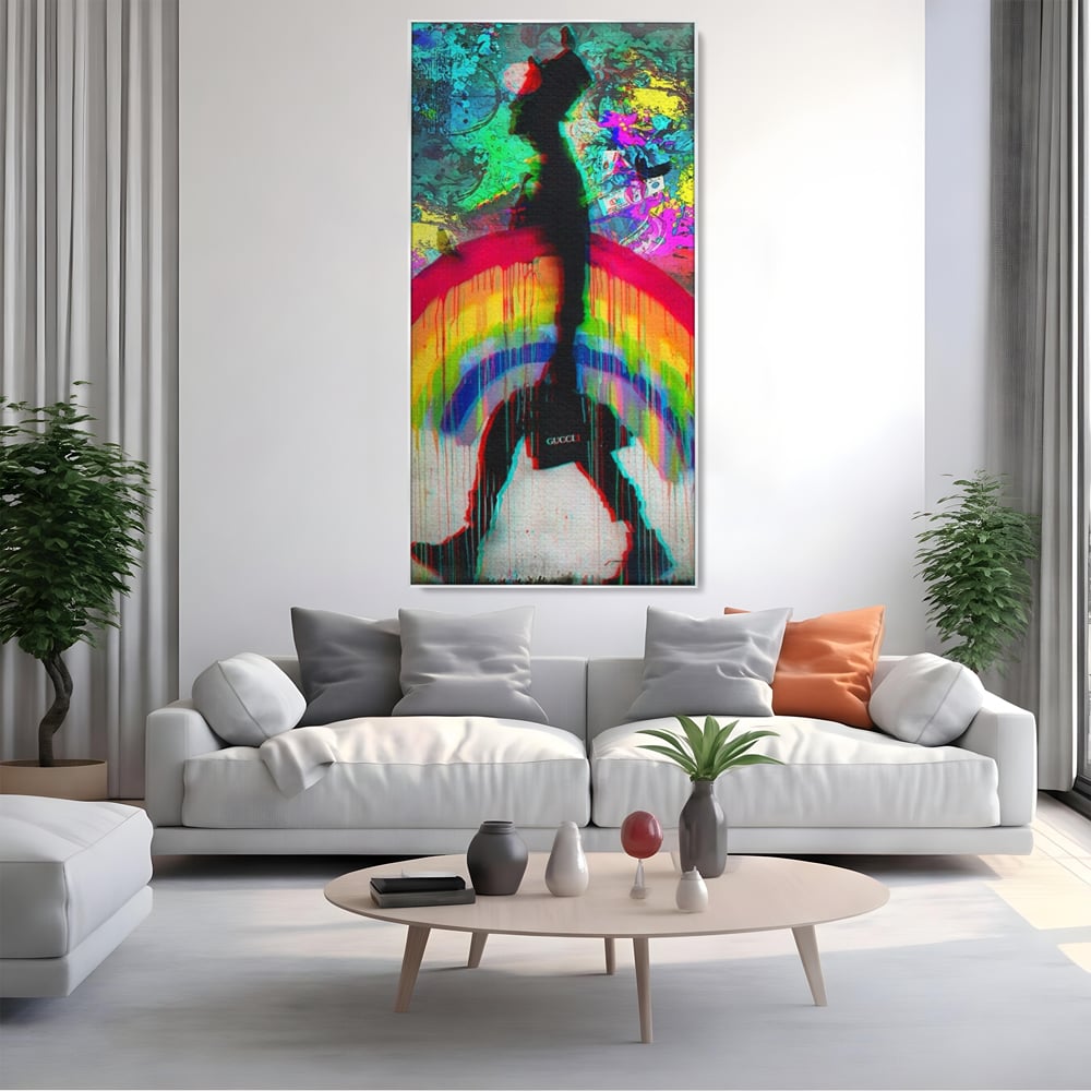 Leinwand Premium Canvas Wandbilder, LuxCanva® A1159, Gucci Regenbogen, Regenbogen, Graffiti, Marke, Timp, leuchtende Farben