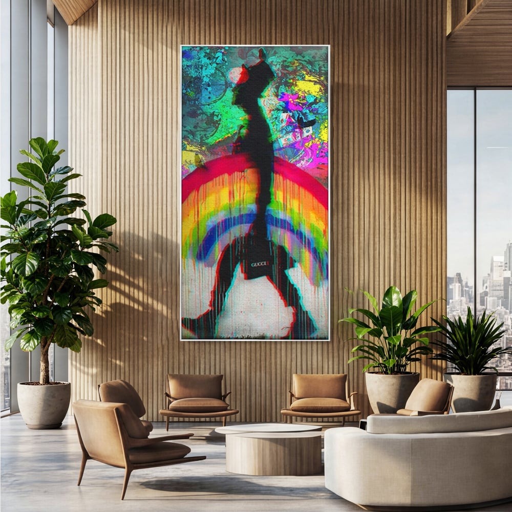 Leinwand Premium Canvas Wandbilder, LuxCanva® A1159, Gucci Regenbogen, Regenbogen, Graffiti, Marke, Timp, leuchtende Farben