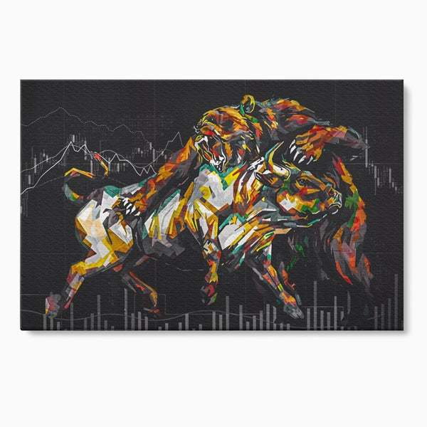 Leinwandbilder Premium LuxCanva® A1161, Börse, Bullenmarkt, Bärenmarkt, Finanzen, Motivierend, Lebendige Farben