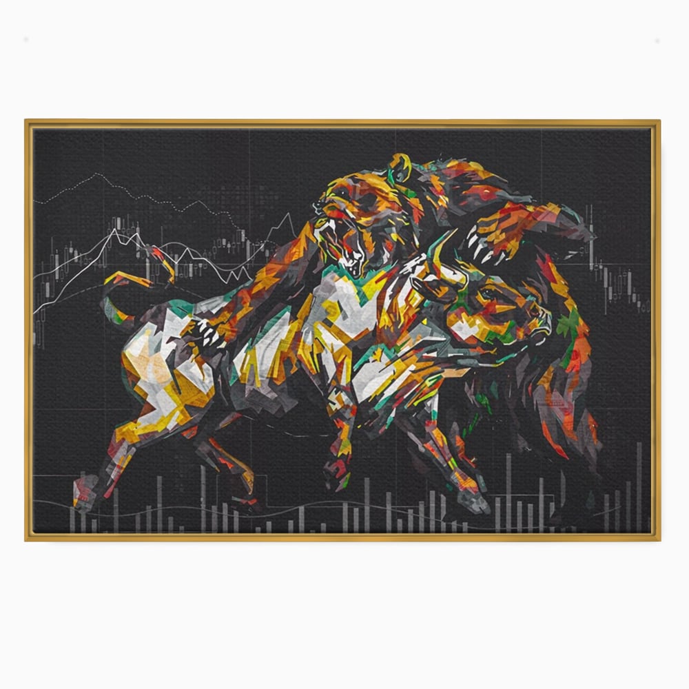 Leinwandbilder Premium LuxCanva® A1161, Börse, Bullenmarkt, Bärenmarkt, Finanzen, Motivierend, Lebendige Farben