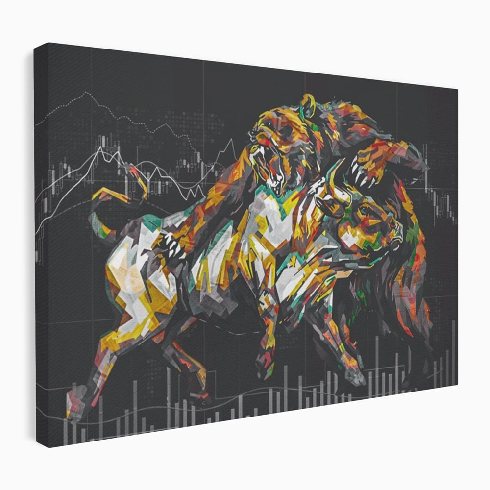Leinwandbilder Premium LuxCanva® A1161, Börse, Bullenmarkt, Bärenmarkt, Finanzen, Motivierend, Lebendige Farben