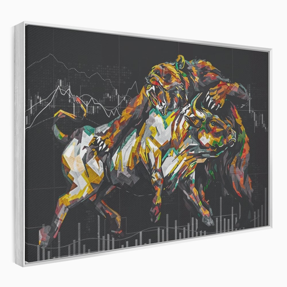 Leinwandbilder Premium LuxCanva® A1161, Börse, Bullenmarkt, Bärenmarkt, Finanzen, Motivierend, Lebendige Farben