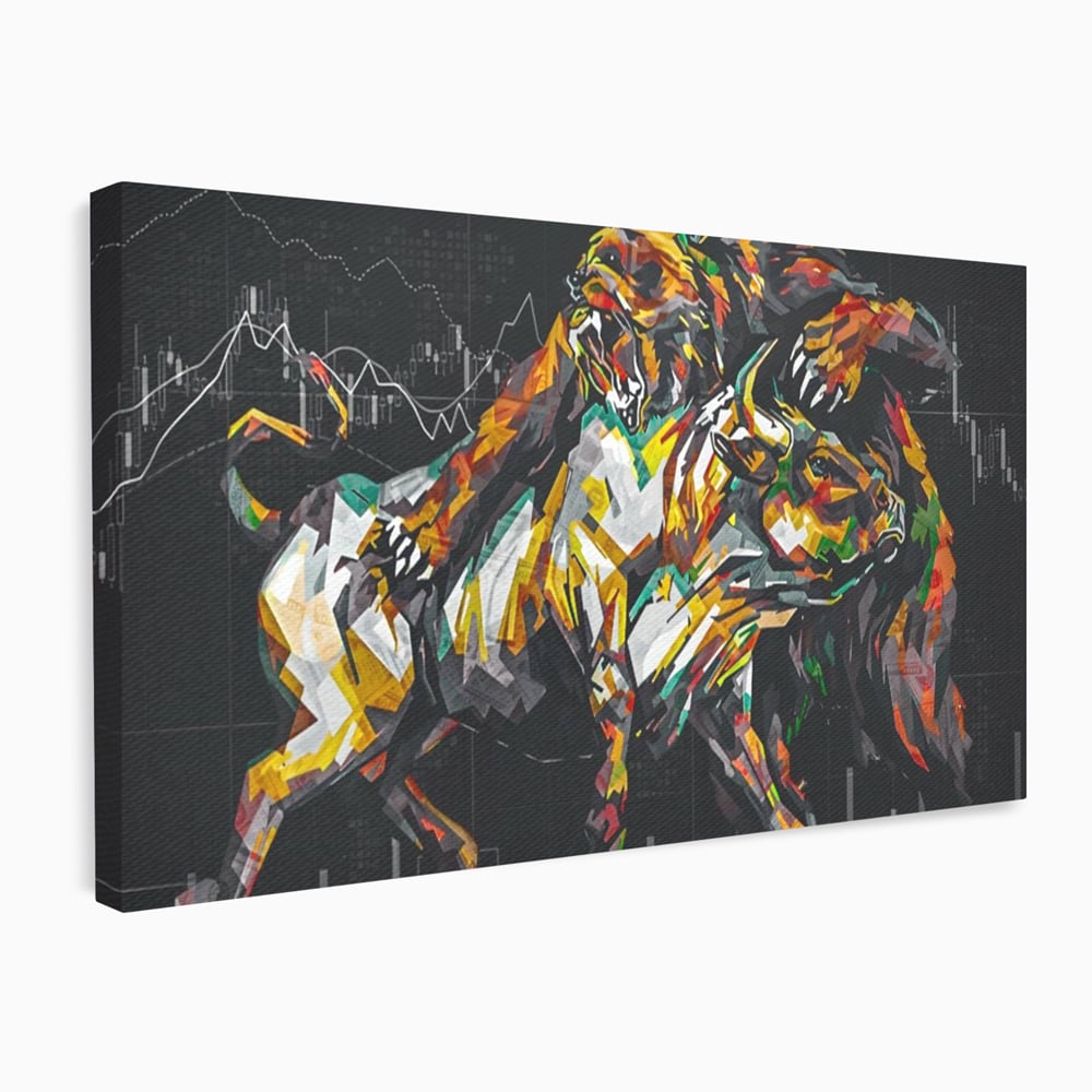 Leinwandbilder Premium LuxCanva® A1161, Börse, Bullenmarkt, Bärenmarkt, Finanzen, Motivierend, Lebendige Farben