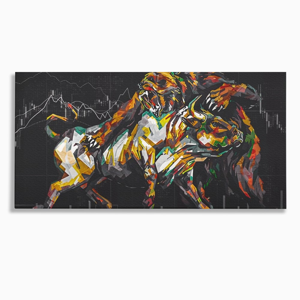 Leinwandbilder Premium LuxCanva® A1161, Börse, Bullenmarkt, Bärenmarkt, Finanzen, Motivierend, Lebendige Farben