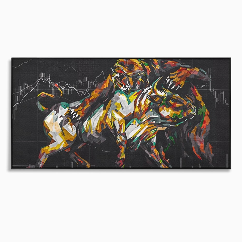 Leinwandbilder Premium LuxCanva® A1161, Börse, Bullenmarkt, Bärenmarkt, Finanzen, Motivierend, Lebendige Farben