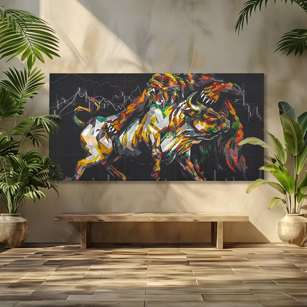 Leinwandbilder Premium LuxCanva® A1161, Börse, Bullenmarkt, Bärenmarkt, Finanzen, Motivierend, Lebendige Farben