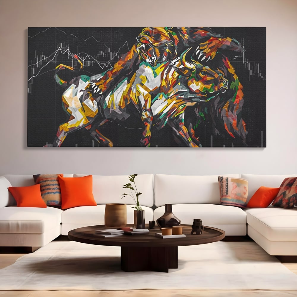 Leinwandbilder Premium LuxCanva® A1161, Börse, Bullenmarkt, Bärenmarkt, Finanzen, Motivierend, Lebendige Farben