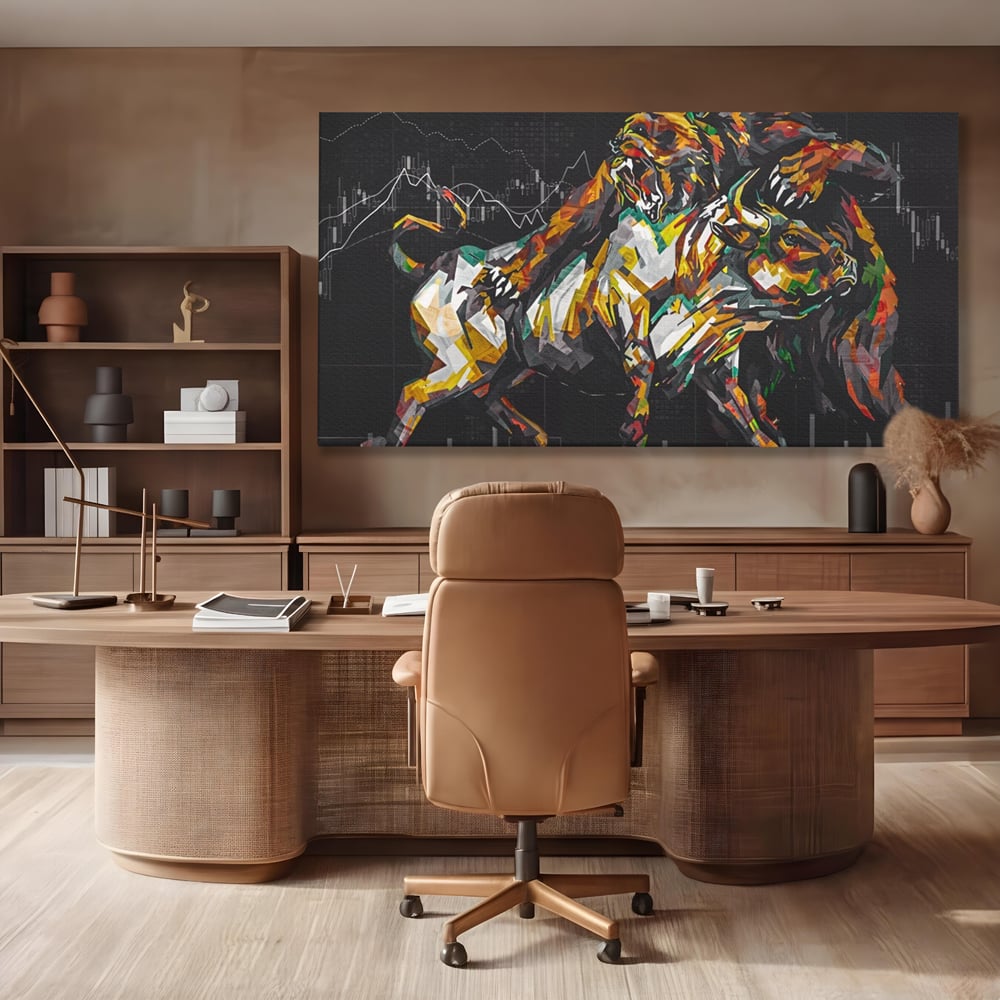Leinwandbilder Premium LuxCanva® A1161, Börse, Bullenmarkt, Bärenmarkt, Finanzen, Motivierend, Lebendige Farben