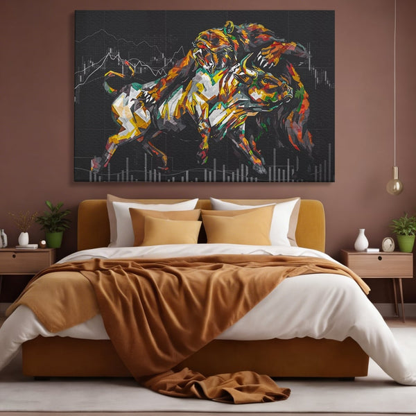 Leinwandbilder Premium LuxCanva® A1161, Börse, Bullenmarkt, Bärenmarkt, Finanzen, Motivierend, Lebendige Farben