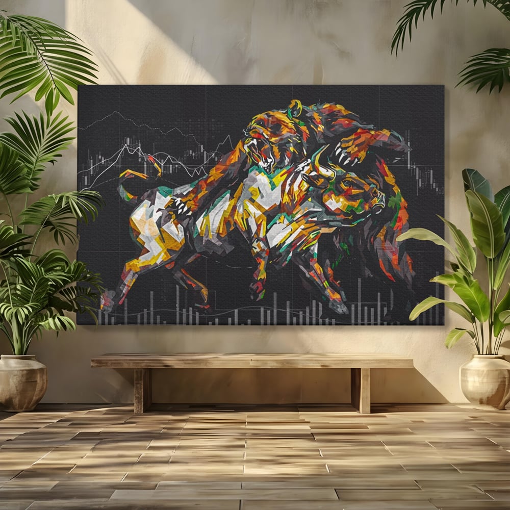Leinwandbilder Premium LuxCanva® A1161, Börse, Bullenmarkt, Bärenmarkt, Finanzen, Motivierend, Lebendige Farben