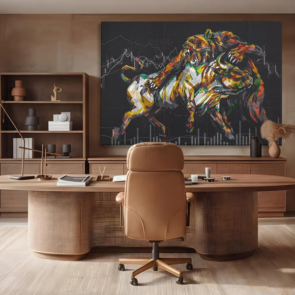 Leinwandbilder Premium LuxCanva® A1161, Börse, Bullenmarkt, Bärenmarkt, Finanzen, Motivierend, Lebendige Farben
