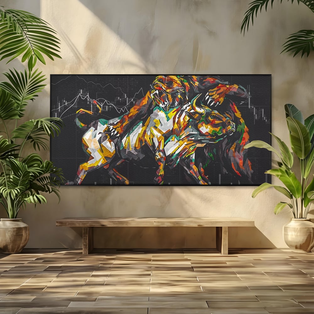 Leinwandbilder Premium LuxCanva® A1161, Börse, Bullenmarkt, Bärenmarkt, Finanzen, Motivierend, Lebendige Farben