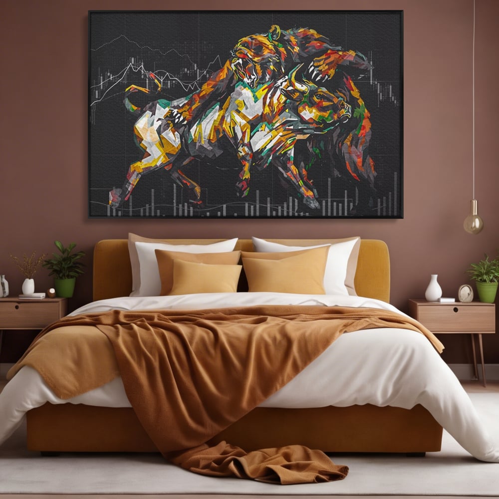 Leinwandbilder Premium LuxCanva® A1161, Börse, Bullenmarkt, Bärenmarkt, Finanzen, Motivierend, Lebendige Farben