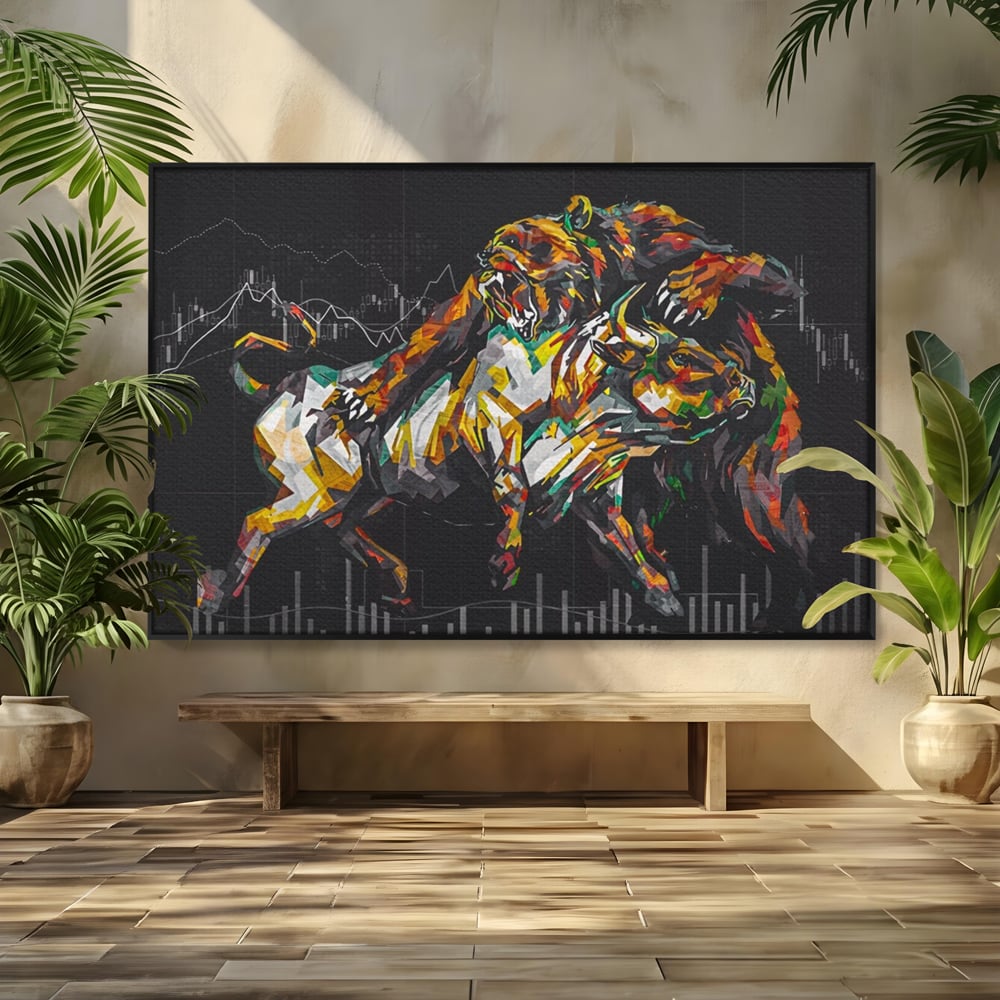 Leinwandbilder Premium LuxCanva® A1161, Börse, Bullenmarkt, Bärenmarkt, Finanzen, Motivierend, Lebendige Farben