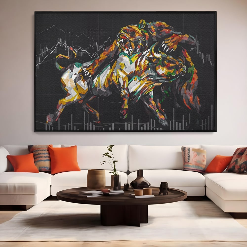 Leinwandbilder Premium LuxCanva® A1161, Börse, Bullenmarkt, Bärenmarkt, Finanzen, Motivierend, Lebendige Farben
