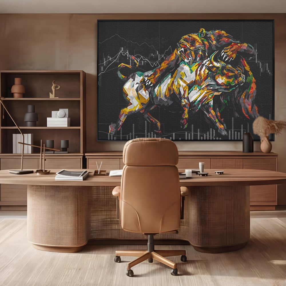 Leinwandbilder Premium LuxCanva® A1161, Börse, Bullenmarkt, Bärenmarkt, Finanzen, Motivierend, Lebendige Farben