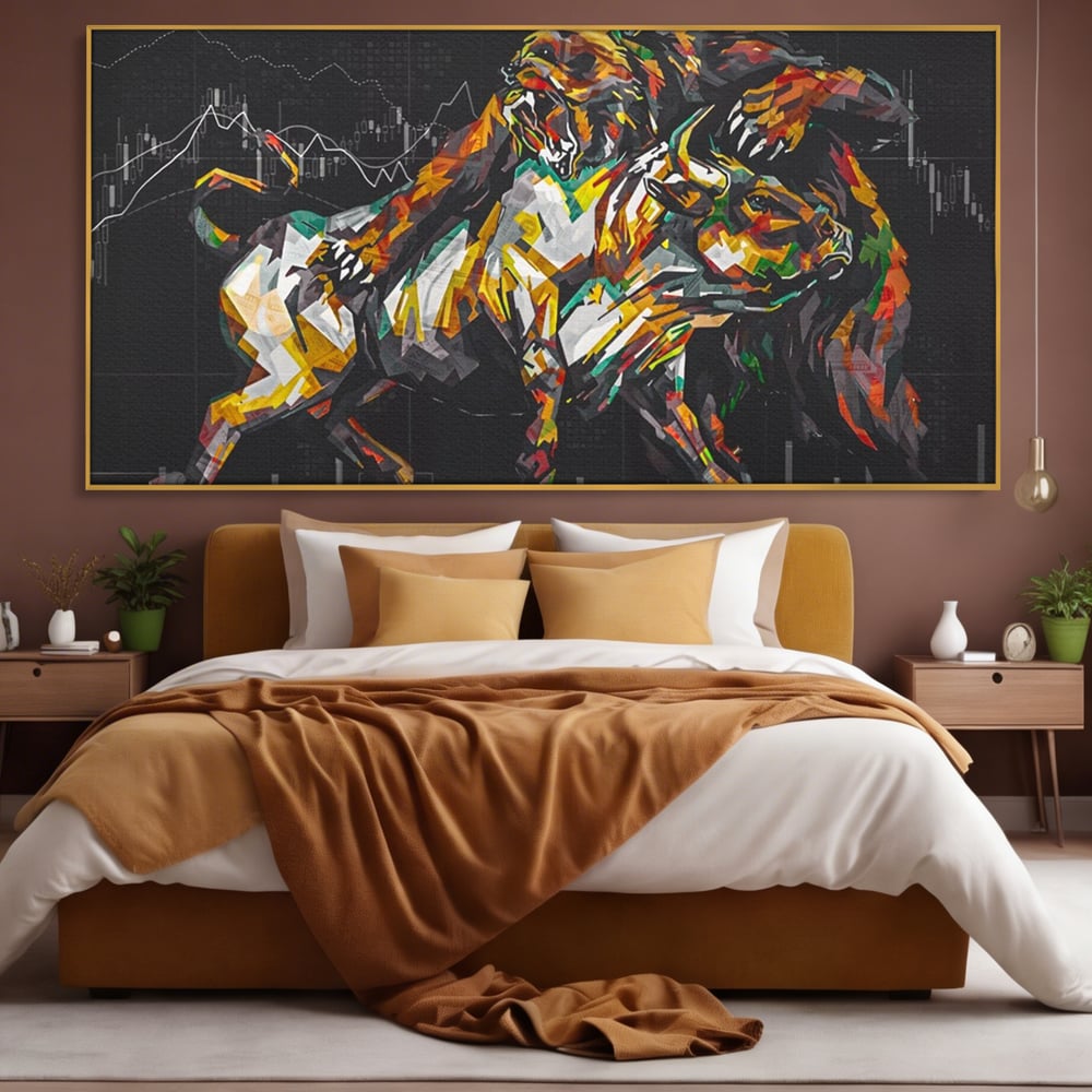 Leinwandbilder Premium LuxCanva® A1161, Börse, Bullenmarkt, Bärenmarkt, Finanzen, Motivierend, Lebendige Farben