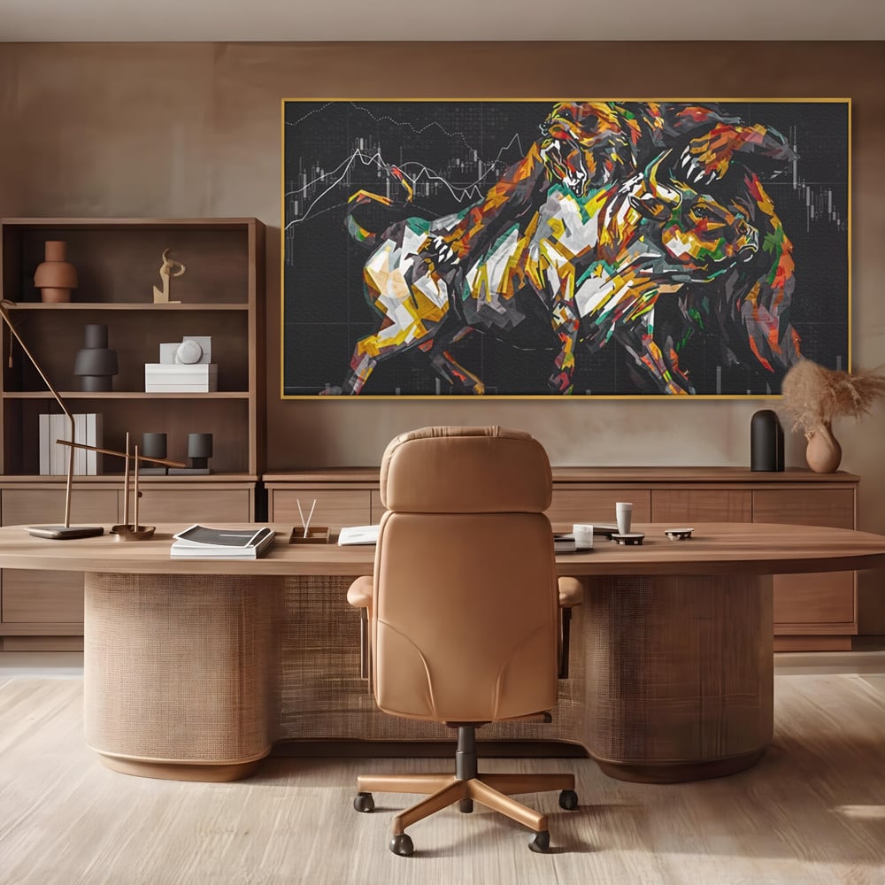 Leinwandbilder Premium LuxCanva® A1161, Börse, Bullenmarkt, Bärenmarkt, Finanzen, Motivierend, Lebendige Farben