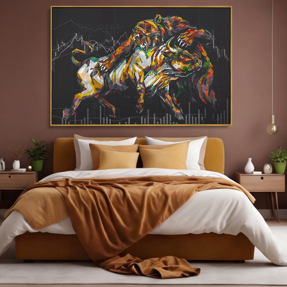 Leinwandbilder Premium LuxCanva® A1161, Börse, Bullenmarkt, Bärenmarkt, Finanzen, Motivierend, Lebendige Farben