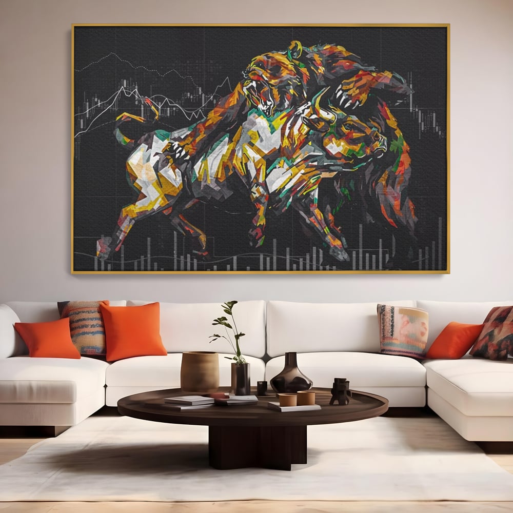Leinwandbilder Premium LuxCanva® A1161, Börse, Bullenmarkt, Bärenmarkt, Finanzen, Motivierend, Lebendige Farben