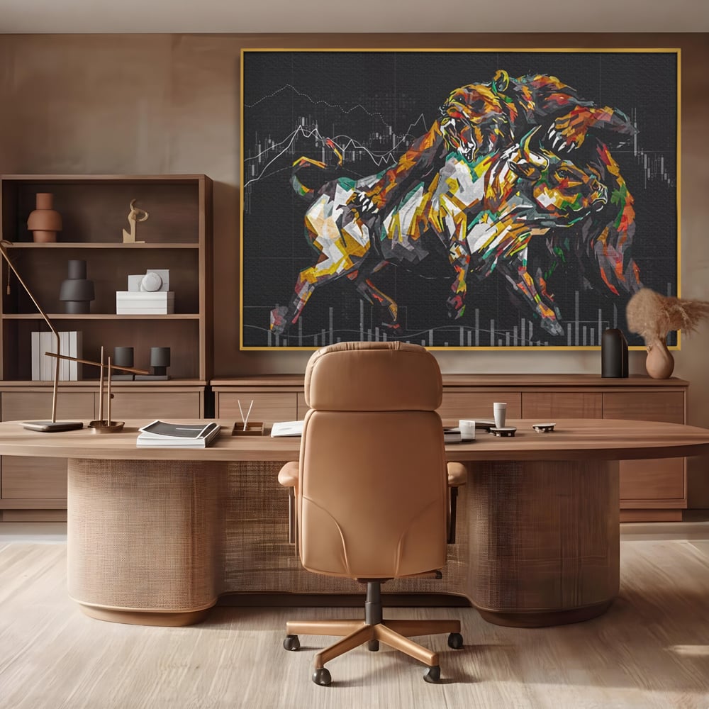Leinwandbilder Premium LuxCanva® A1161, Börse, Bullenmarkt, Bärenmarkt, Finanzen, Motivierend, Lebendige Farben