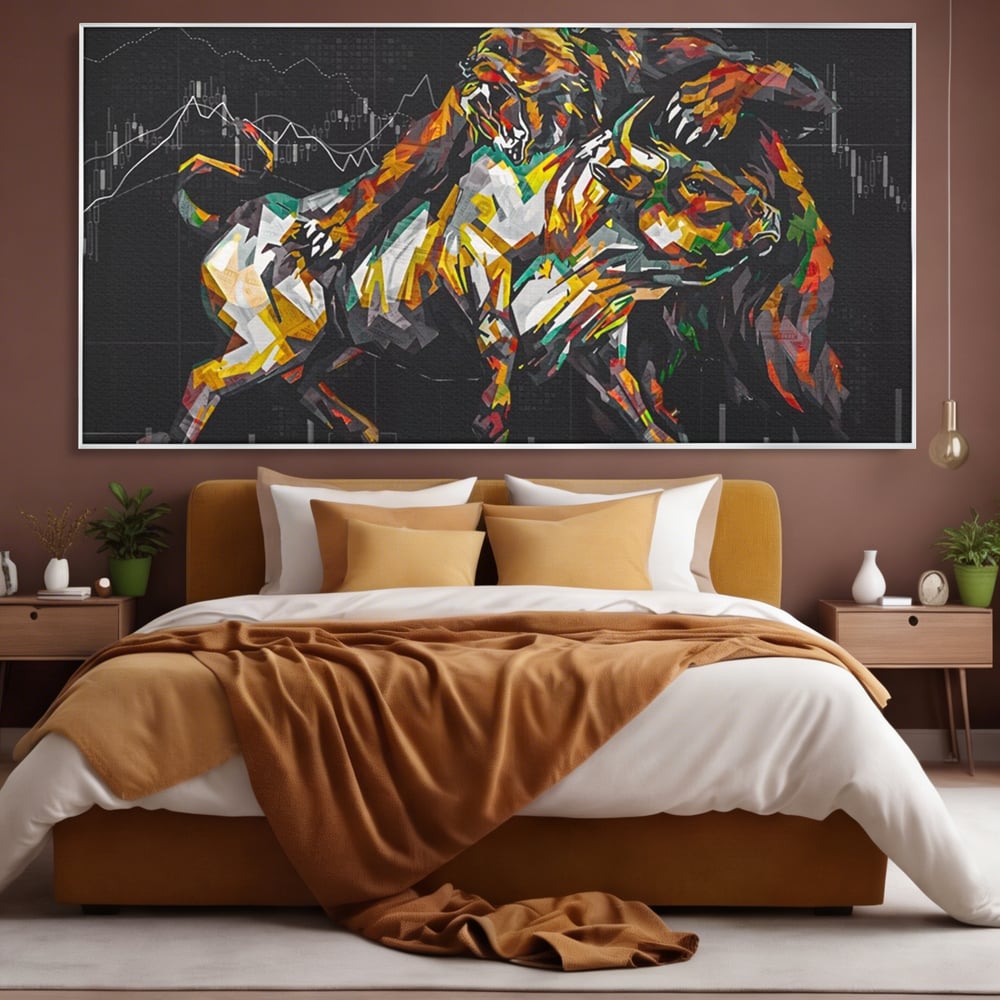 Leinwandbilder Premium LuxCanva® A1161, Börse, Bullenmarkt, Bärenmarkt, Finanzen, Motivierend, Lebendige Farben
