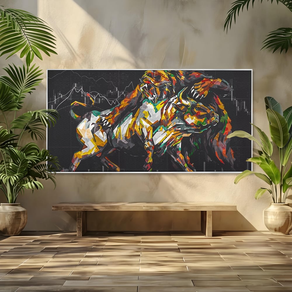 Leinwandbilder Premium LuxCanva® A1161, Börse, Bullenmarkt, Bärenmarkt, Finanzen, Motivierend, Lebendige Farben