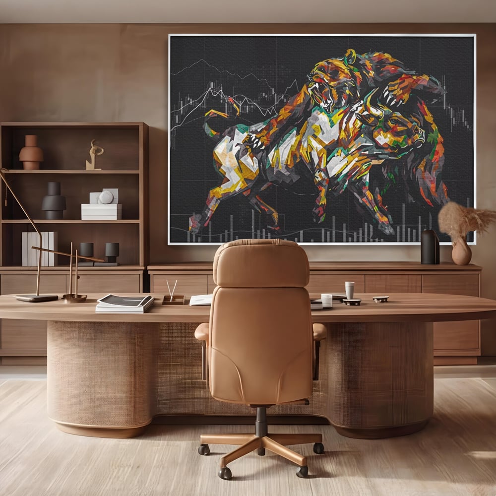 Leinwandbilder Premium LuxCanva® A1161, Börse, Bullenmarkt, Bärenmarkt, Finanzen, Motivierend, Lebendige Farben