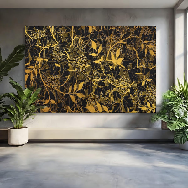 Tablou Canvas Premium LuxCanva® A1162, Flower Branch , Decorativ, Flori, Gold, Culori Vibrante