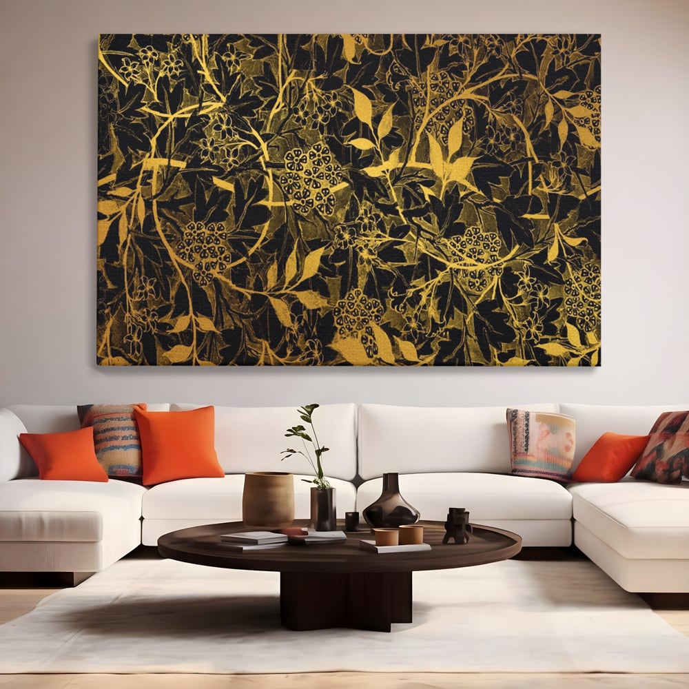 Tablou Canvas Premium LuxCanva® A1162, Flower Branch , Decorativ, Flori, Gold, Culori Vibrante