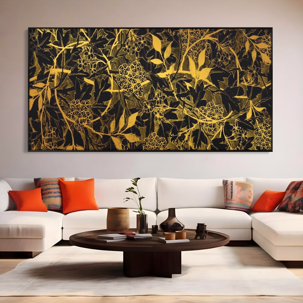 Tablou Canvas Premium LuxCanva® A1162, Flower Branch , Decorativ, Flori, Gold, Culori Vibrante