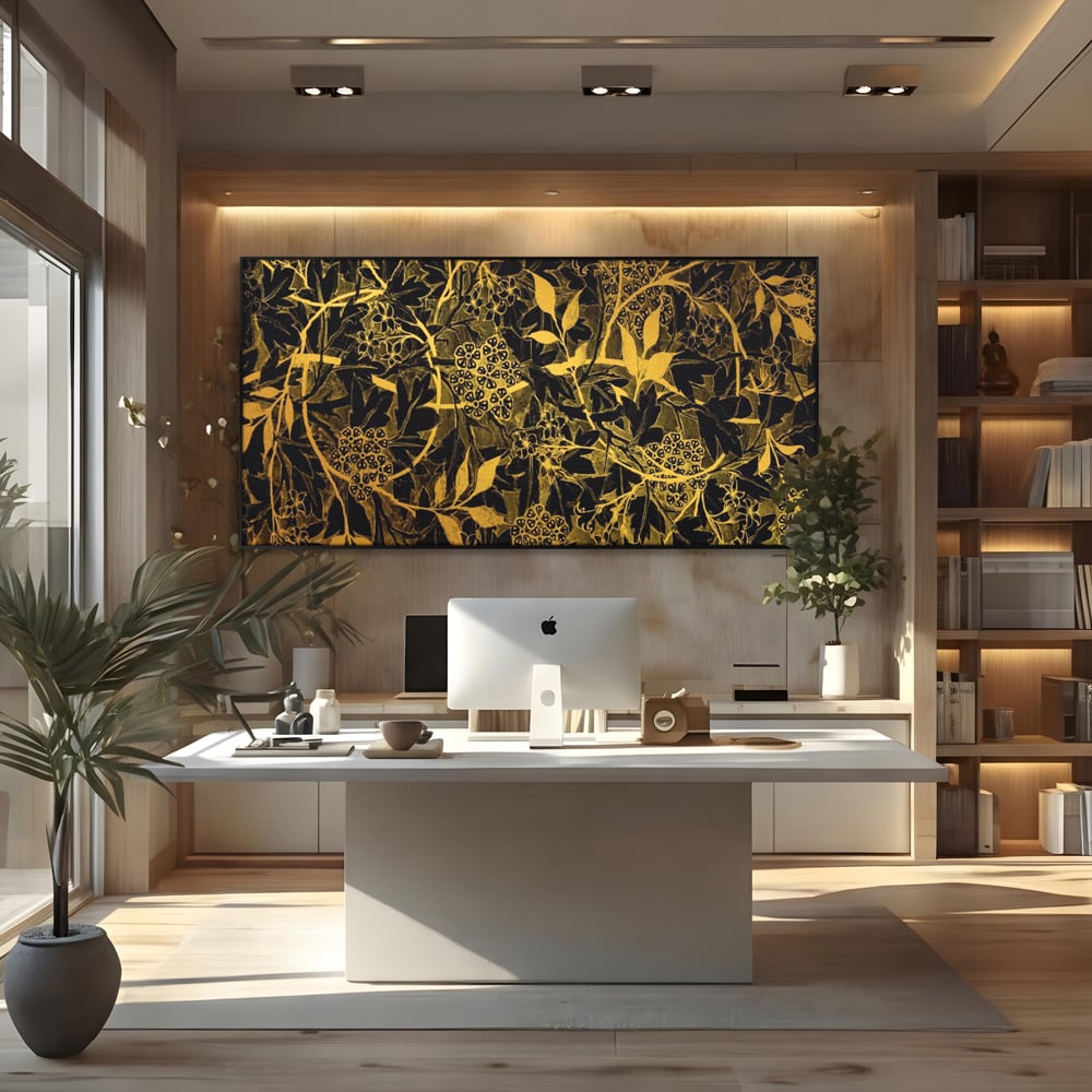Tablou Canvas Premium LuxCanva® A1162, Flower Branch , Decorativ, Flori, Gold, Culori Vibrante