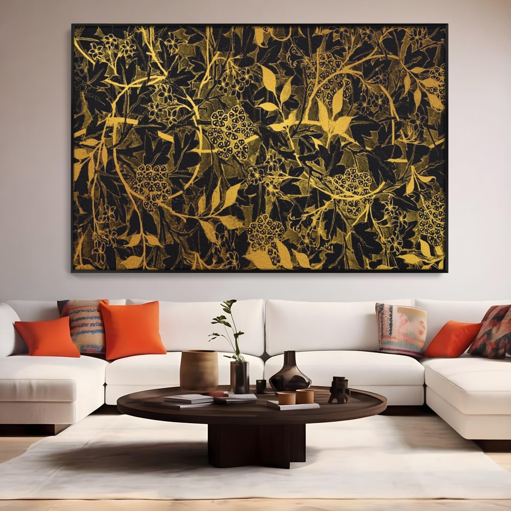 Tablou Canvas Premium LuxCanva® A1162, Flower Branch , Decorativ, Flori, Gold, Culori Vibrante