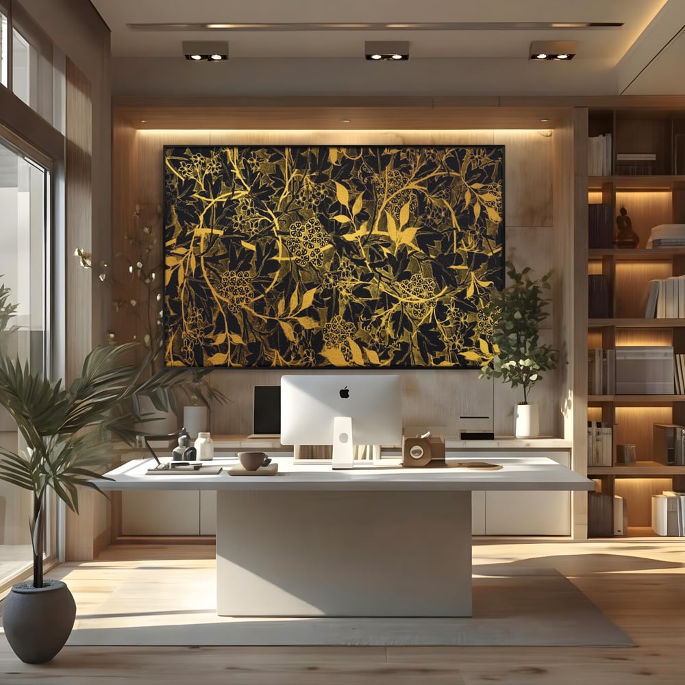 Tablou Canvas Premium LuxCanva® A1162, Flower Branch , Decorativ, Flori, Gold, Culori Vibrante