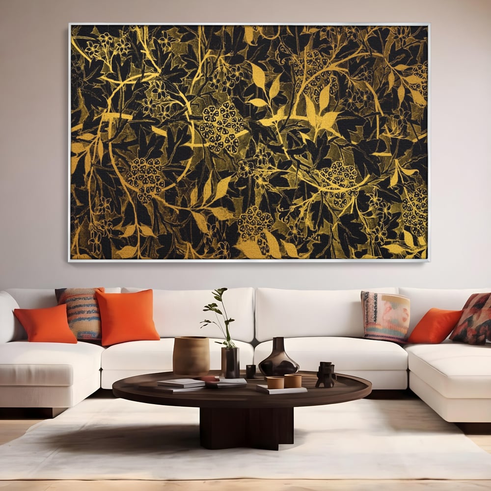 Tablou Canvas Premium LuxCanva® A1162, Flower Branch , Decorativ, Flori, Gold, Culori Vibrante