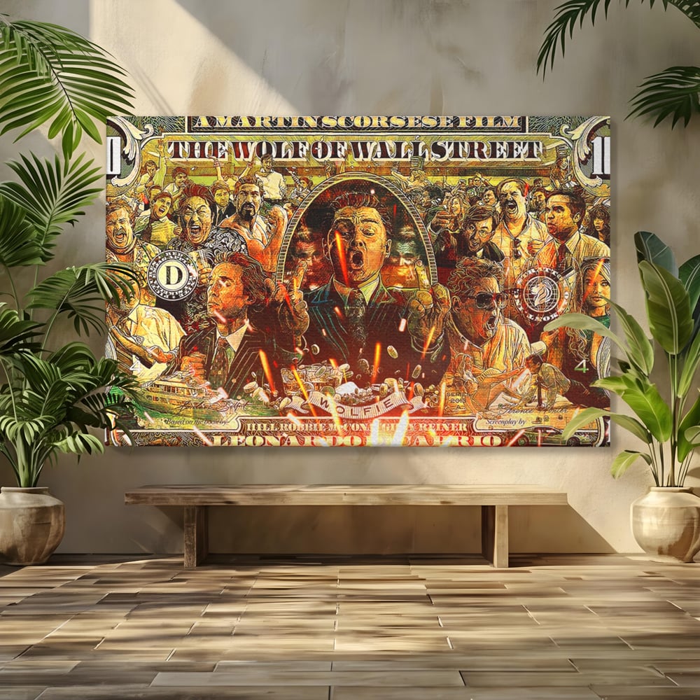 Leinwandbilder Premium LuxCanva® A1164, Wall Street , Dekorativ, Amerikanischer Film, DiCaprio, Der Wolf, Kräftige Farben