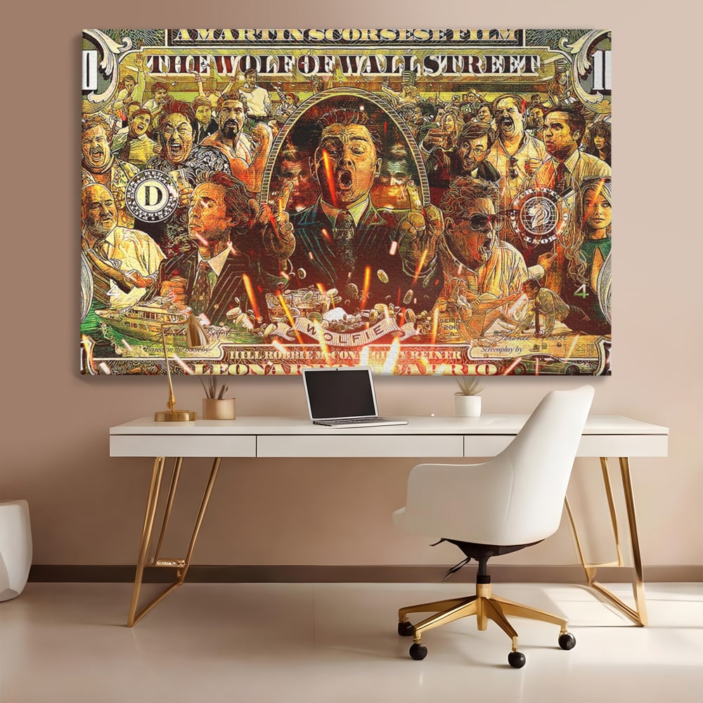 Leinwandbilder Premium LuxCanva® A1164, Wall Street , Dekorativ, Amerikanischer Film, DiCaprio, Der Wolf, Kräftige Farben